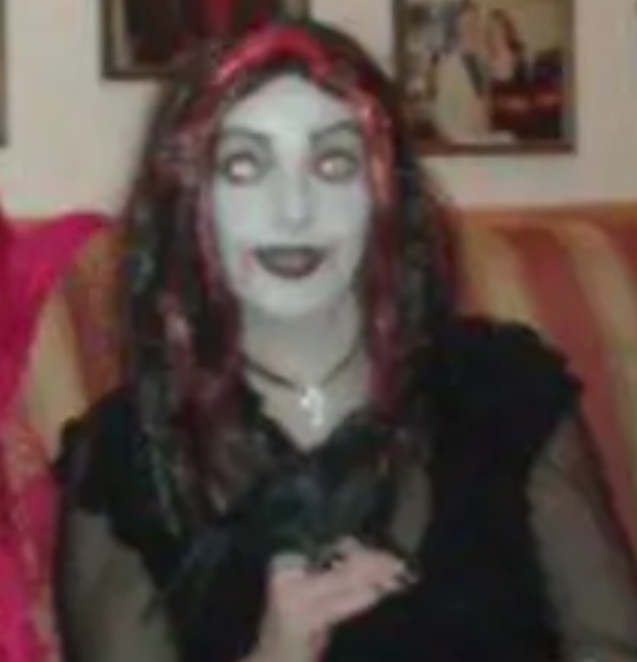 Enya cropped from a photo, Halloween 2013